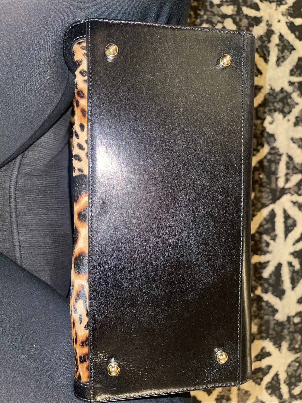 Brahmin Animal Print Satchel with Black Trim - Picture 11 of 14